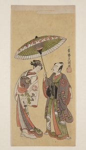 Schauspieler Ichikawa Yaozō II als Soga no Jūrō und Segawa Kikunojō II als Ōiso no Tora von Ippitsusai Bunchō