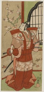 Onoe Kikugorō I als Izumi no Saburō im Stück Schneeflocken: Pflaumenblüten Kaomise von Ippitsusai Bunchō