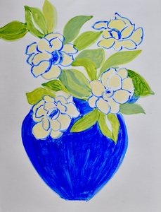 Lebendige Blaue Blumenvase von Iria Fernandez