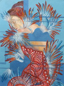 Rotes Kleid und Meisen, 2015