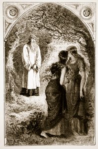 St. Patrick wird von Jungfrauen im Wald von Fochlut empfangen, aus The Trias Thaumaturga, oder Drei Wunder wirkende Heilige von Irland, von Mary Cusack (1829-99) veröffentlicht ca. 1890er Jahre