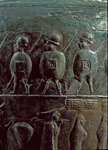 Prähistorische Kunst: Detail von Kriegern von Iron Age