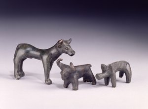 Zwei Stiere aus Ungarn und ein Eber aus der Gower-Höhle, Rhossilly, Südwales, Eisenzeit