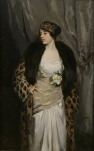 Gladys Wiles in einem Leopardenmantel (Der Leopardenmantel) von Irving Ramsay Wiles