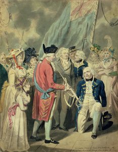 Admiral Collingwood (1750-1810) erhält das Silberschwert von Isaac Cruikshank