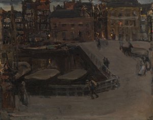 Der Damrak am Abend von Isaac Israels