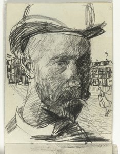 Selbstporträt von Isaac Israels, rauchend