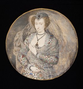 Unbekannte Dame, früher genannt Lucy Harrington, Gräfin von Bedford, ca. 1605 von Isaac Oliver