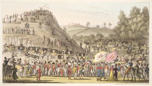 Eton Montem und der Berg, Salt Hill, aus The English Spy, veröffentlicht 1824
