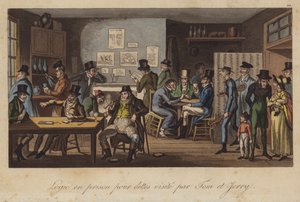 Logik im Schuldgefängnis, besucht von Tom und Jerry von Isaac Robert Cruikshank