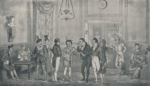 Der Grüne Raum im Drury Lane Theater, 1821 von Isaac, Robert and George Cruikshank
