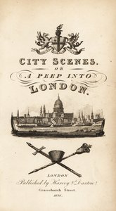 Kalligraphische Titelseite mit Vignette der Stadt London mit der St. Paul’s Kathedrale