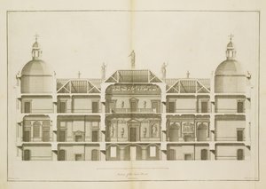 Houghton Hall: Abschnitt der Ostfront, graviert von Pierre Fourdrinier, 1735