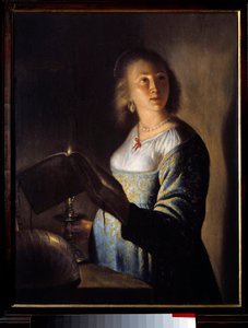 Junges Mädchen mit einer Kerze von Isaac de Jouderville