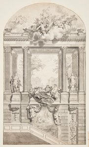 Entwurf für Treppe, Schloss Voorst, Den Haag, Niederlande von Isaac de Moucheron