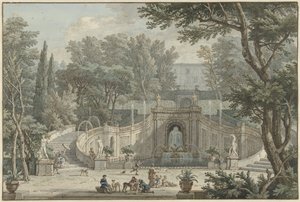 Blick auf den Garten der Villa d’Este in Tivoli, ca. 1725 von Isaac de Moucheron