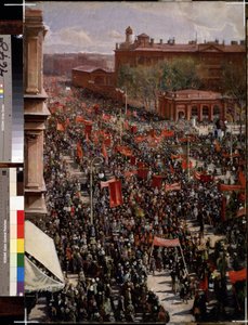 Parade auf dem Newski-Prospekt in Leningrad (Sankt Petersburg) von Isaak Israilevich Brodsky