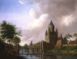 Ein Blick auf die Kleine Houtpoort, Haarlem von Isaac Ouwater