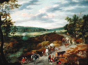 Diebe greifen einen Reisekonvoi an, 1656 von Isaak van Oosten