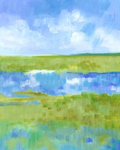 Abstrakte grün-blaue Landschaft