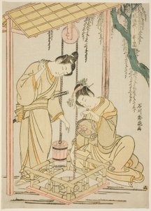 Moderne Parodie der Brunnen-Episode aus "Tales of Ise" von Ishikawa Toyonobu