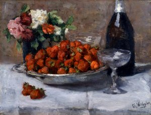 Stillleben mit Champagner und Erdbeeren von Isidor Verheyden