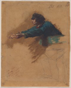 Junger Mann, der sich mit ausgestreckten Armen nach vorne lehnt (Studie für Soldaten, die Brot an die Armen verteilen), ca. 1851 von Isidore Pils