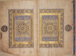 Illuminierte Seiten aus einem Koran-Manuskript, Il-Khanid-Mameluken-Schule