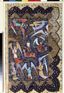 Der Prophet Mohammed (570-632) beim Mirac, seinem Aufstieg in den siebten Himmel auf seinem Pferd Al-Buraq