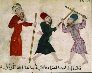 Männer im Duell, aus Alt-Kairo (Fostat), 910-1171 von Islamic School