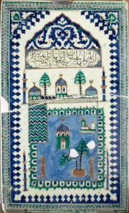 Orientalische Kunst: Keramikfliesen schmücken Gebäude mit dem Halbmond, dem Emblem des Islam. 19. Jahrhundert Paris, Louvre Museum