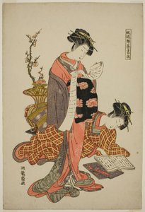Kalligraphie, aus der Serie "Modische Versionen der vier Fertigkeiten (Furyu kinkishoga)" von Isoda Koryusai