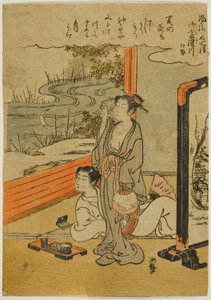 Mimosuso-Fluss in der Provinz Ise, aus der Serie "Modische Spiegel berühmter Orte" von Isoda Koryusai