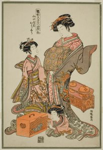 Oshu von der Yamaguchiya, aus der Serie "Modelle für Mode: Neue Designs so frisch wie junge Blätter" von Isoda Koryusai