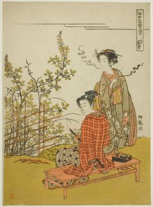 Der achte Monat im Hagi-Tempel (Hachigatsu Hagidera), aus der Serie "Berühmte Orte in Edo in den zwölf Monaten (Edo meisho junigatsu)"