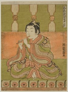 Die Flöte (Hichiriki), aus der Serie "Modische musikalische Vergnügungen der Kinder (Furyu kodomo asobi ongaku)" von Isoda Koryusai