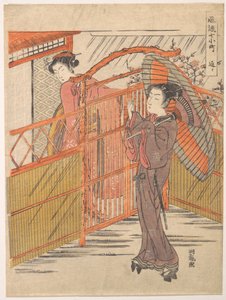 "Besuch," aus der Serie Sieben modische Komachi von Isoda Koryusai