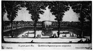 Der große Wasserplatz des Château de la Rochefoucauld in Liancourt; von Israel von Israel the Younger Silvestre
