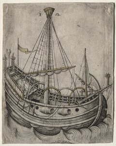 Ein Schiff bewegt sich nach rechts