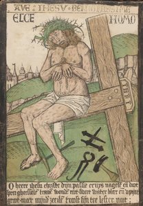 Album mit zwölf Kupferstichen der Passion, ein Holzschnitt von Christus als der Mann der..., spätes 15. Jahrhundert