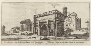Ansicht des Bogens von Septimius Severus und des Kapitols von Israël Silvestre