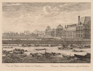 Ansicht des Palastes und der Gärten der Tuilerien, von der Quai-Seite