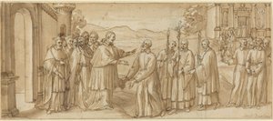 Das Treffen von San Carlo Borromeo und San Filippo Neri von Italian 17th Century
