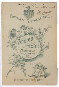 Rückseite der Postkarte mit dem Maler Albano Lugli