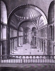 Ansicht des Inneren der Moschee von Santa Sophia in Konstantinopel, aufgenommen 1786, gestochen von Domenico Pronti, 1788 (Stich) von Italian School