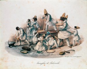 Eine Familie von Pulcinella (Polichinelle), Charakter der Commedia dell