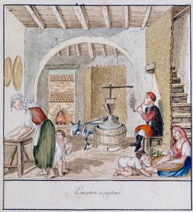 Ein rustikales Interieur in Cagliari, Druck ms. 258, Luzzetti-Sammlung von Italian School