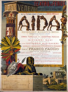 Plakat der Aufführung von Aida von Giuseppe Verdi im La Fenice in Venedig im Jahr 1881. von Italian School