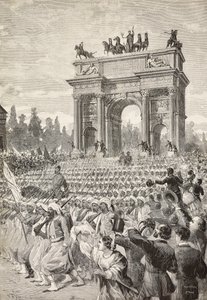 Alliierte Truppen betreten Mailand durch den Friedensbogen, 7. Juni