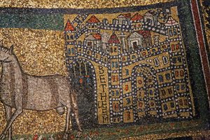 Apsis-Detail, Bethlehem und Schafe von Italian School